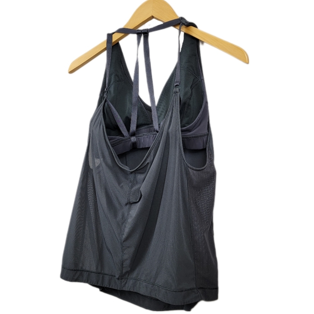 Lululemon Grey Built-in Bra Mesh Tank Top - Picture 8 of 8